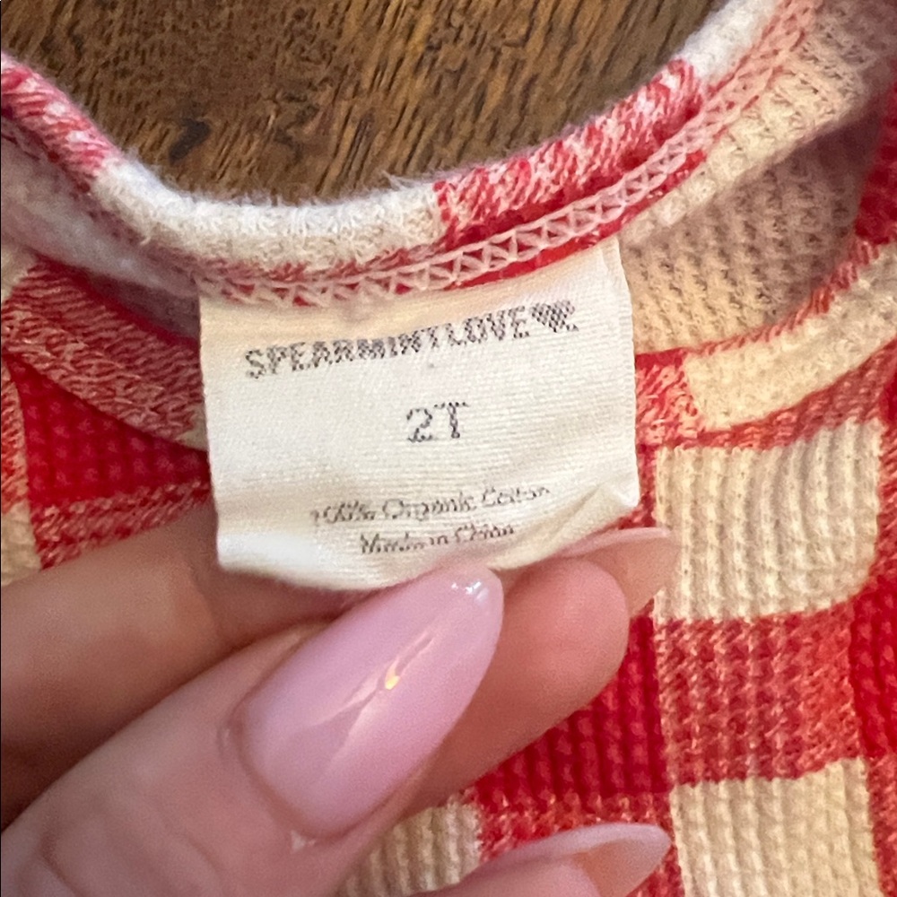 Spearmint Love Organic Waffle 2-Piece Set, Red Plaid - Picture 2 of 5